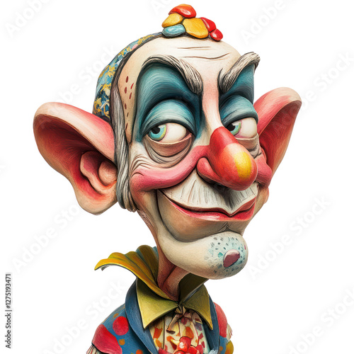 Humorous Las Fallas Caricature with Bold Vivid Palette on White