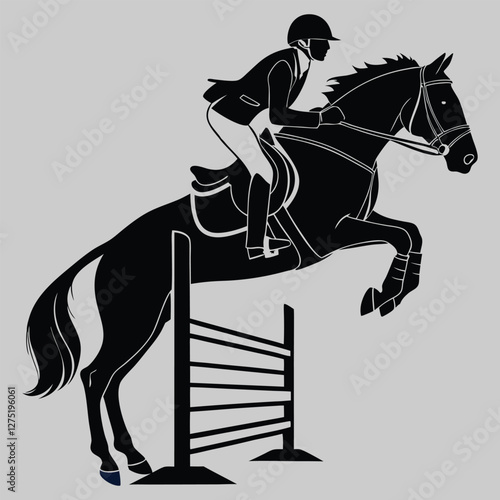 a horse and rider jumping silhouette vector design art and illustration