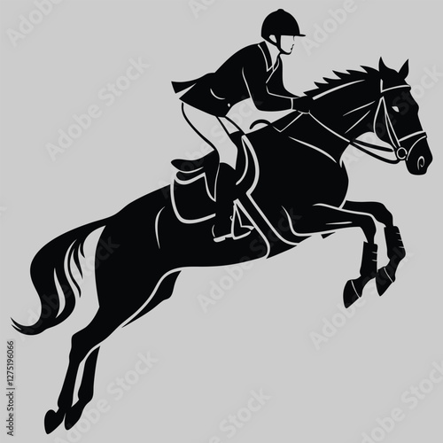 a horse and rider jumping silhouette vector design art and illustration