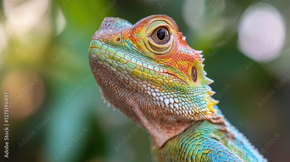 Obraz premium Vibrant Changeable Lizard Portrait