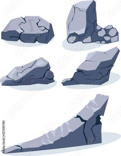 set of Rocks and stones illustration material 