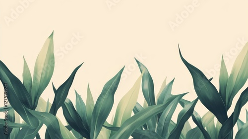 Lush Green Leaves Against Soft Neutral Background for Fresh Look