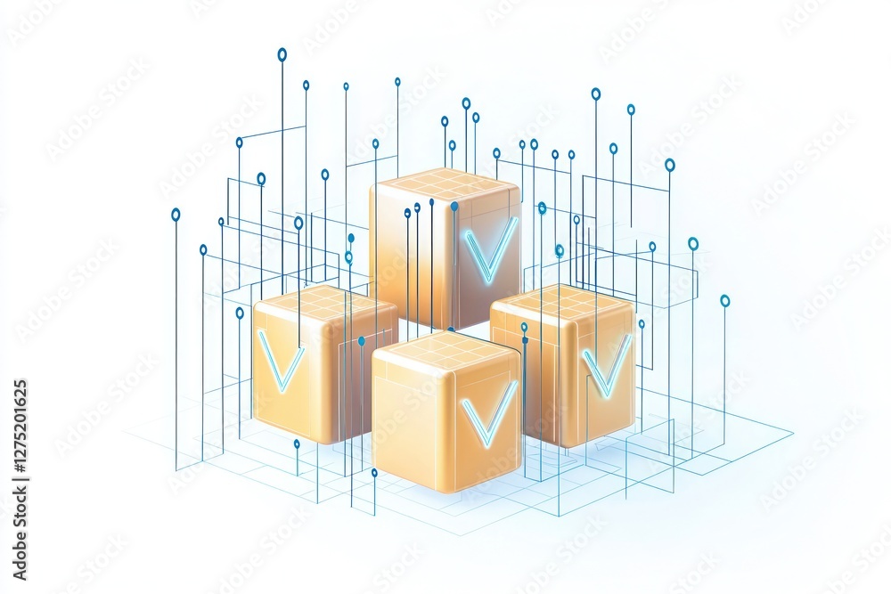 Fototapeta premium 3D line icon representing product quality assurance for businesses, shown on a clean white backdrop.
