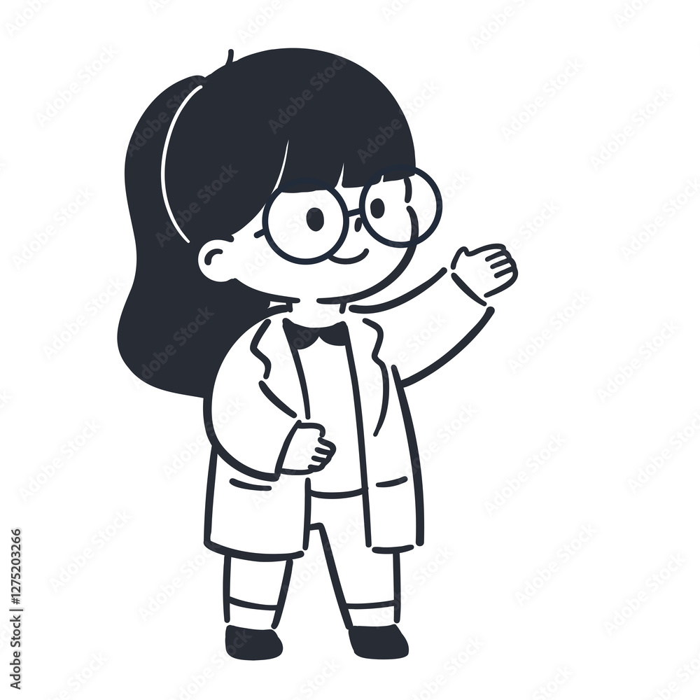 白衣を着た女の子のプレゼンテーションイラスト 白衣を着た女の子のプレゼンテーションイラスト