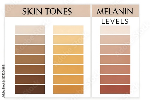 A structured infographic visually comparing various human skin tones, likely for educational or dermatological purposes.