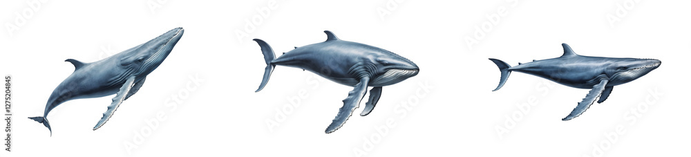 Fototapeta premium Graceful Blue Whale on Transparent Background