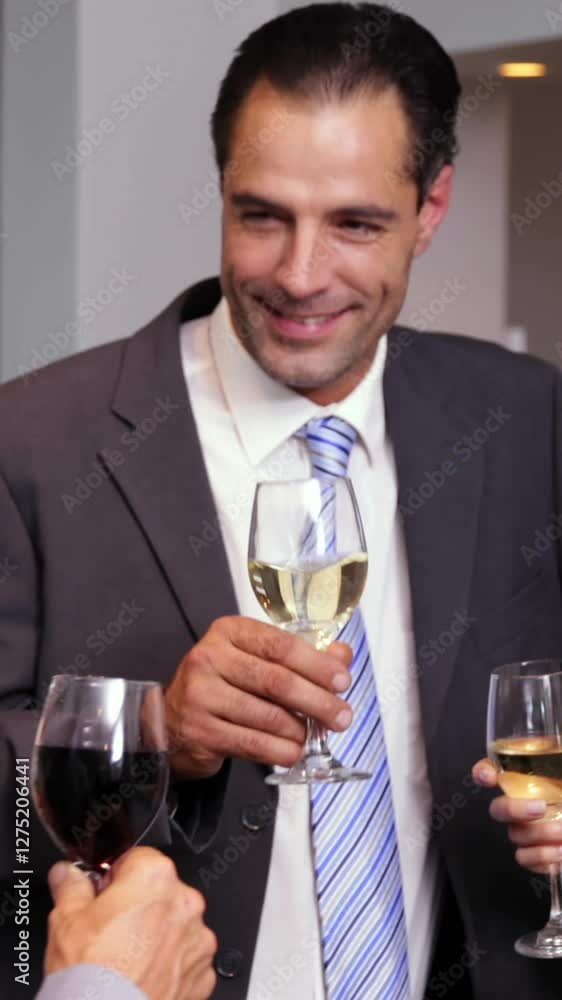 Business team relaxing after work and drinking wine Business team relaxing after work and drinking wine