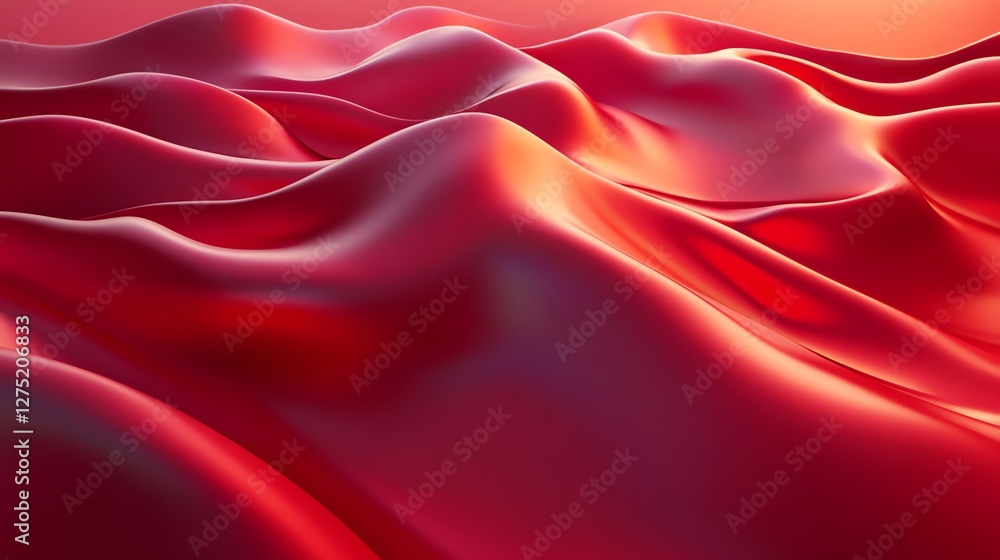 Obraz premium A stunning 3D hyper-realistic red abstract background with luxurious silk-like texture, smooth gradients, and elegant light reflection for a premium, minimalist vibe.
