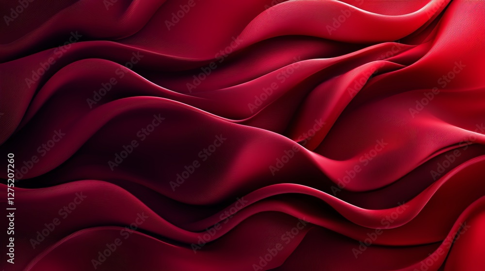 Obraz premium A stunning 3D hyper-realistic red abstract background with luxurious silk-like texture, smooth gradients, and elegant light reflection for a premium, minimalist vibe.
