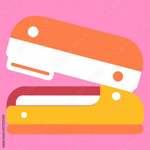 Illustration of an orange stapler for office supplies design
