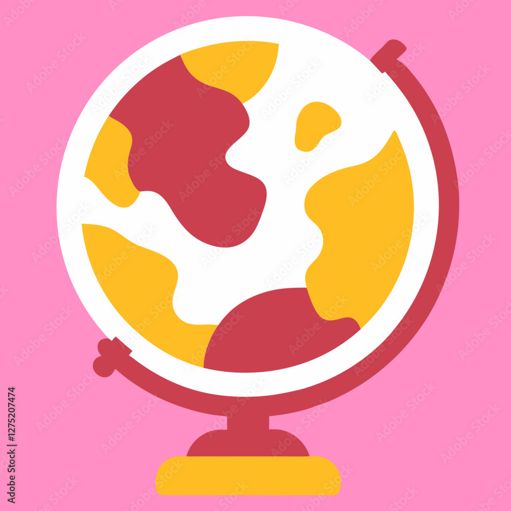 Flat illustration of a globe with an office theme Flat illustration of a globe with an office theme