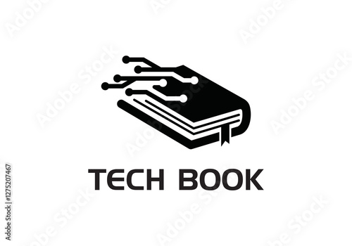 technology book logo design, technology book logo design template, education and online learning design concept