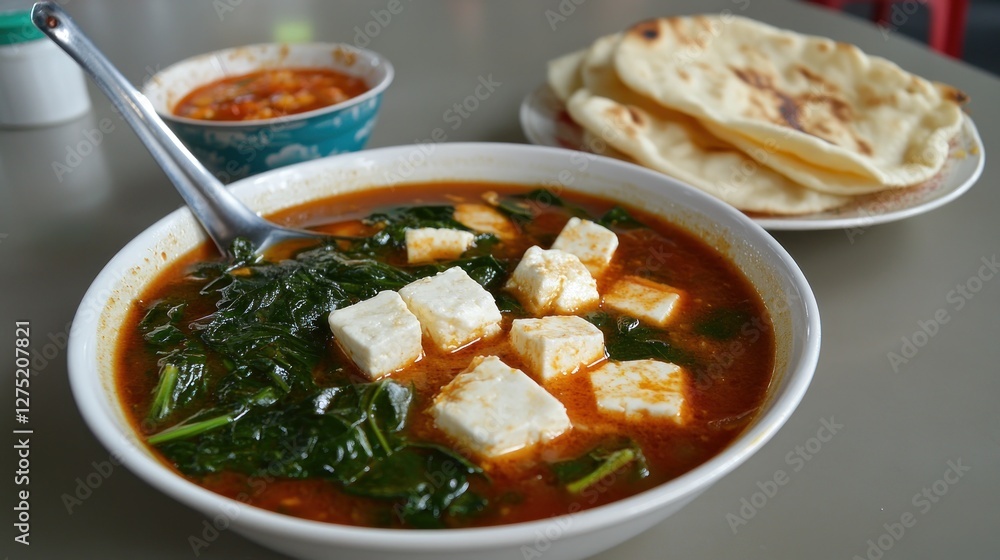 Spinach and Feta Stew with Naan Bread: A Flavorful Meal