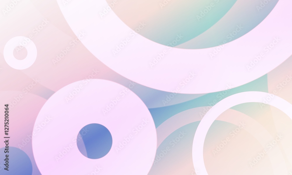 Obraz premium Soft Symphony of Intertwined Circles in Muted Shades of Pink, Blue, and Cream, Creating a Dreamy and Ethereal Abstract Background