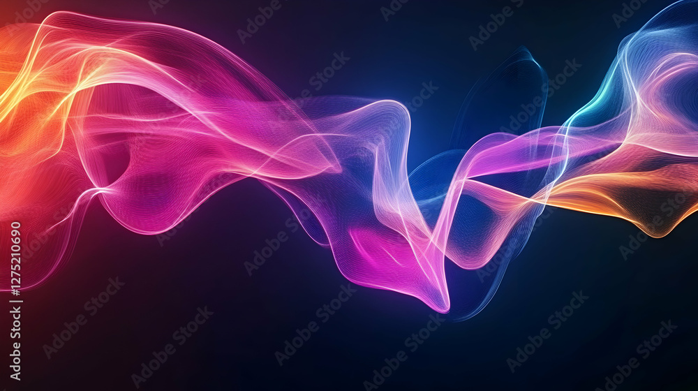 Fototapeta premium Abstract light painting effect with smooth flowing waves of vibrant color gradients