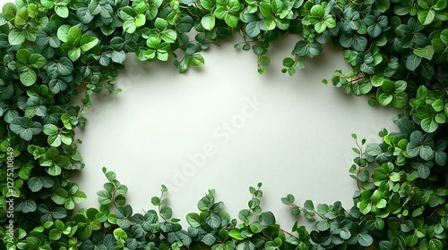 Wallpaper Mural Green leaves frame on light background Torontodigital.ca