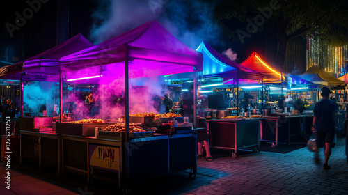 Neon Splendor at the Nighttime Street Food Festival