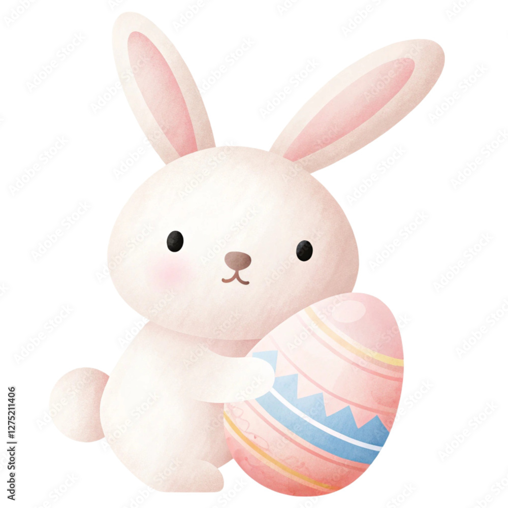 cute rabbit holding colorful Easter egg, symbolizing joy and celebration. This charming illustration captures essence of spring festivities and family gatherings cute rabbit holding colorful Easter egg, symbolizing joy and celebration. This charming illustration captures essence of spring festivities and family gatherings