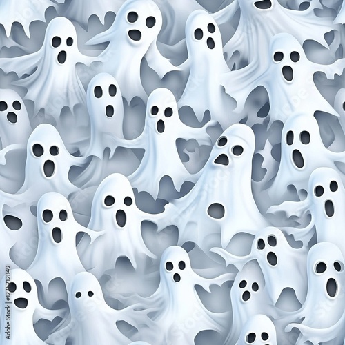Spooky Halloween Ghosts Seamless Pattern
