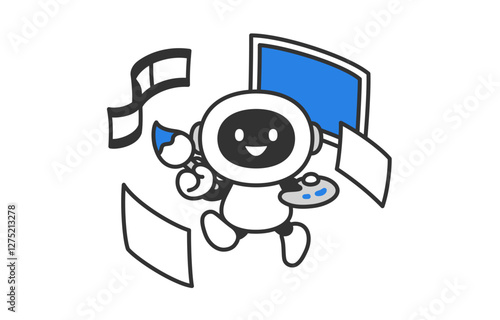 画像･イラスト･動画を生成するAIロボット【ベクターイラスト素材】