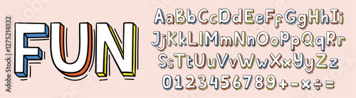 Alphabet A to Z and number 0 to 9 hand drawn style doodle vector illustration set