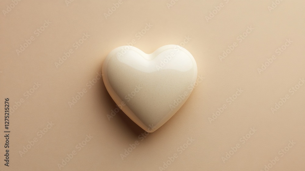 White Heart on Beige Textured Background White Heart on Beige Textured Background