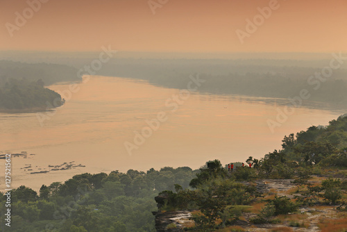 Beautiful scenery of the Mekong River flowing through the islands. View from Pha Taem viewpoint. Ubon Ratchathani Province, Thailand  photo