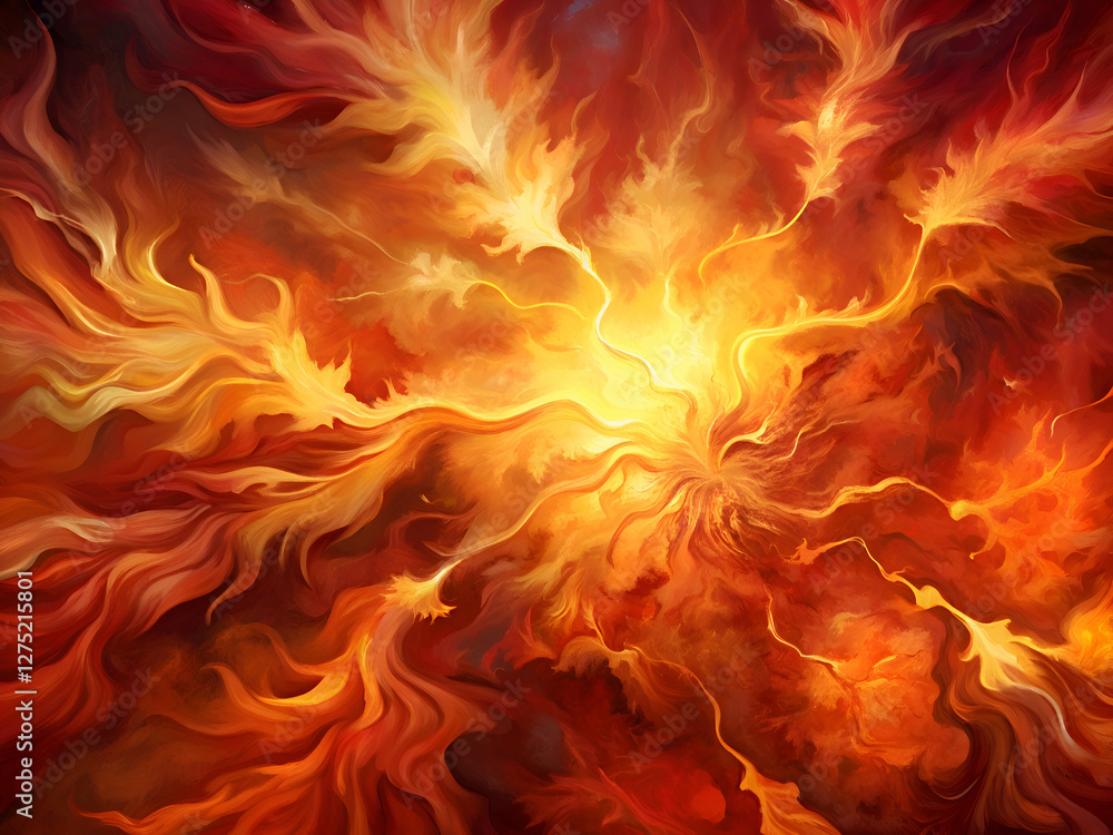 Fototapeta premium Abstract Fire Explosion. A Vivid Display of Energy and Passion