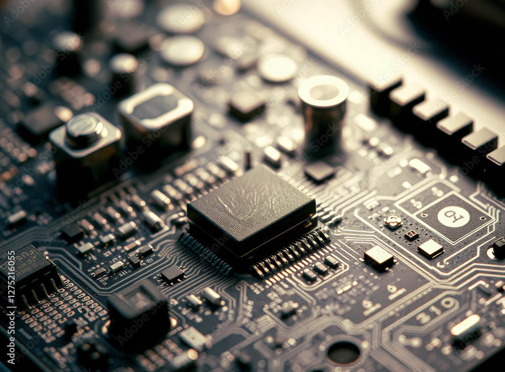 Detailed Computer Processor, Macro Image of CPU Chipset on Modern Motherboard Detailed Computer Processor, Macro Image of CPU Chipset on Modern Motherboard