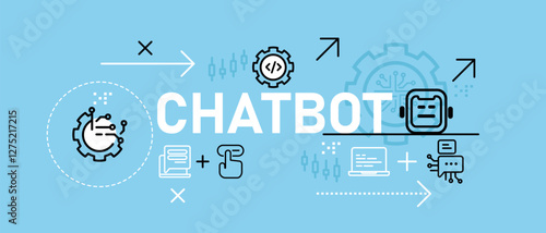 Chatbot conversation digital assistant chat bot talk agent conceptual interactive virtual robot assistant AI artificial intelligence concept with icon design illustration