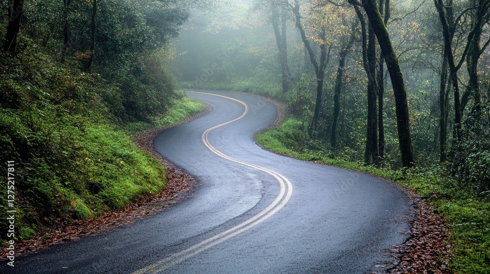 Winding Road in Forest Winding Road in Forest