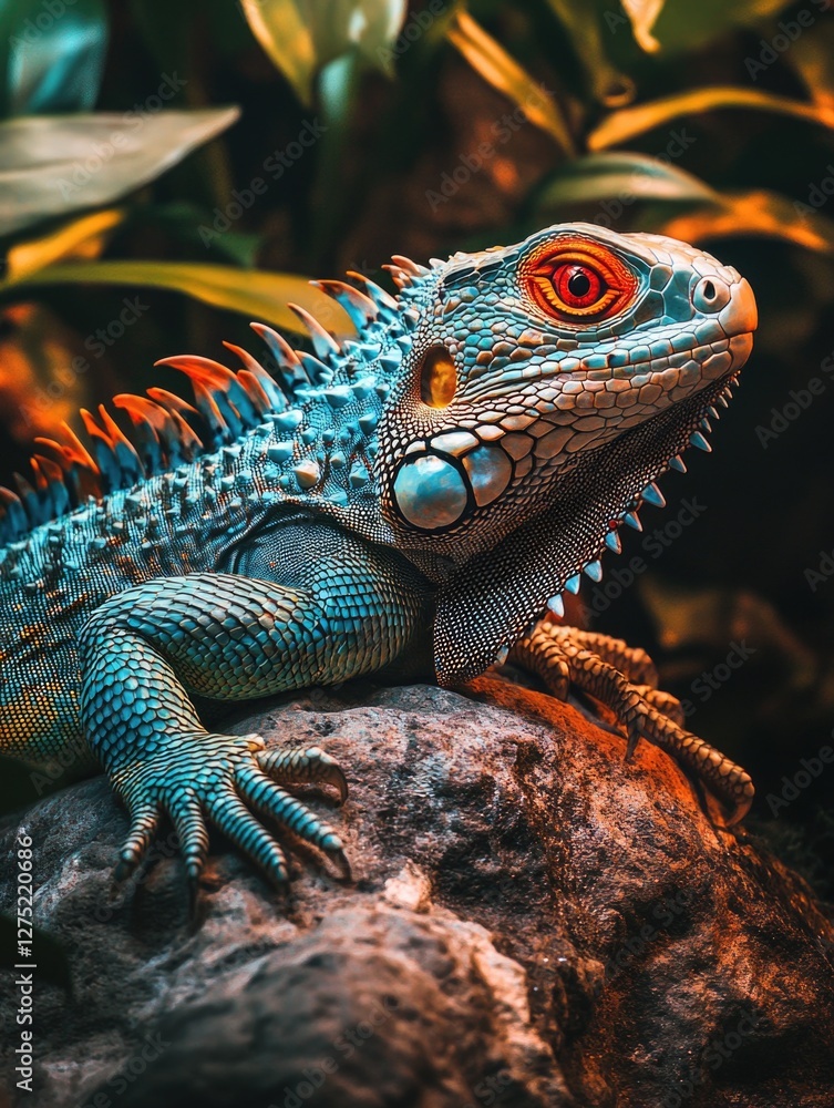 Fototapeta premium Blue lizard on rock