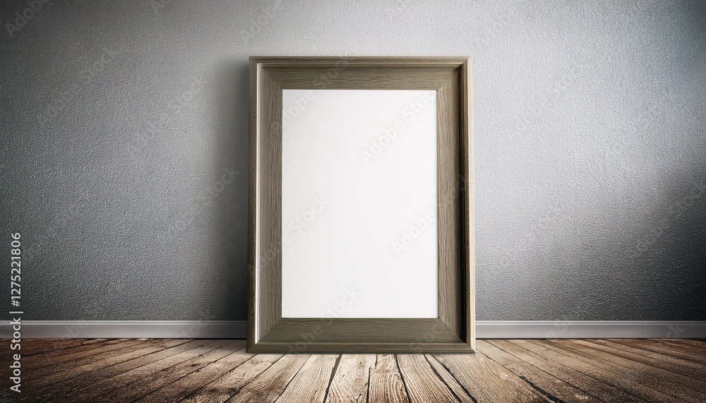 3D Render of Empty Interior Mockup Poster Frame in Minimalist 3D Rendered Interior, Radiating Serene Elegance with Clean Lines and Cool Tones 3D Render of Empty Interior Mockup Poster Frame in Minimalist 3D Rendered Interior, Radiating Serene Elegance with Clean Lines and Cool Tones