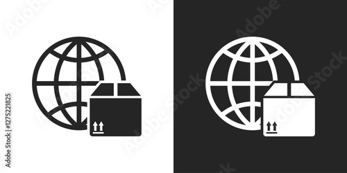 Worldwide delivery sign black and white icon vector design