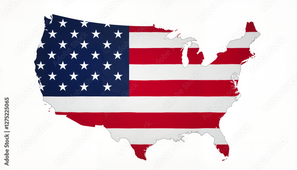 Abstract silhouette of USA with red, white, and blue design, patriotism Abstract silhouette of USA with red, white, and blue design, patriotism