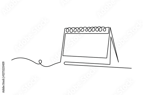 Table calendar continuous one line art drawing of isolated outline vector design