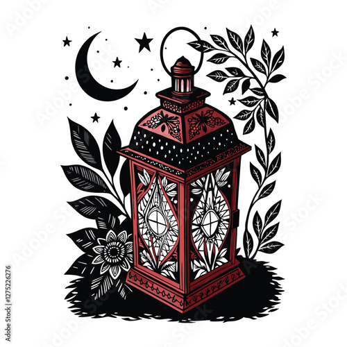 Ramadan Lantern  Coloring page  white background