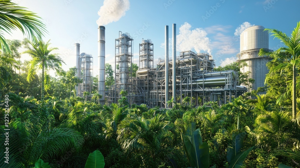 Obraz premium Industrial Factory Emission