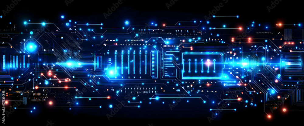 Abstract Technology Circuit Design With Glowing Lines Abstract Technology Circuit Design With Glowing Lines