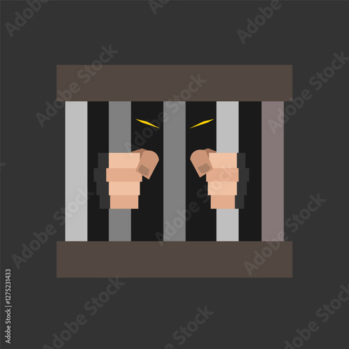 Figure behind bars and hands on bars