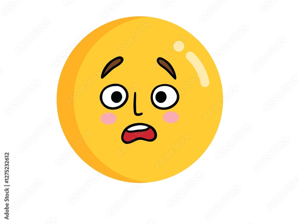 3d render emoji face, smile, show tongue and surprised wow emotion. Yellow naughty comic emoticon character.