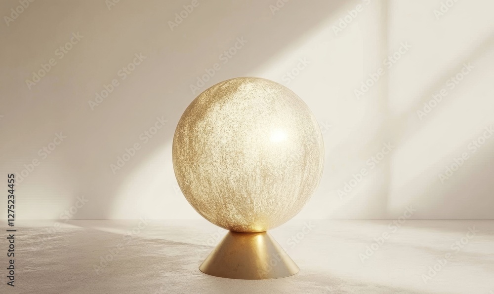 Elegant decorative globe lamp casting soft shadows in a minimalist interior setting Elegant decorative globe lamp casting soft shadows in a minimalist interior setting