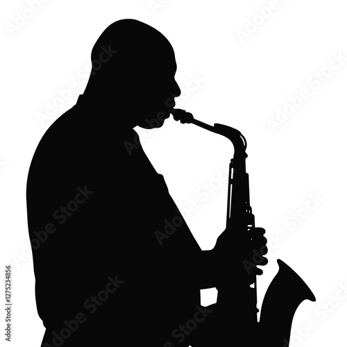 Jazz saxophonist performing in silhouette, musical expression