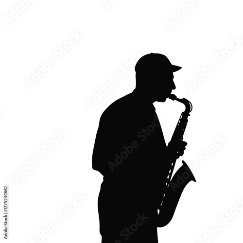 Saxophonist playing soulful music in silhouette, musical expression