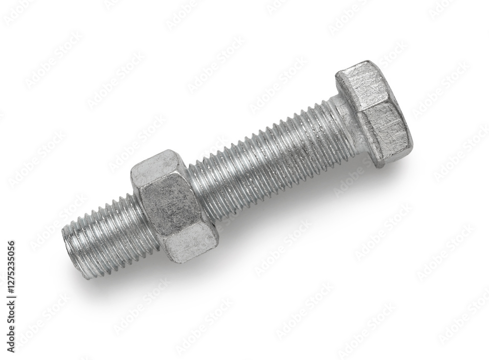 Tap bolt and nut isolated on white background, closeup Tap bolt and nut isolated on white background, closeup