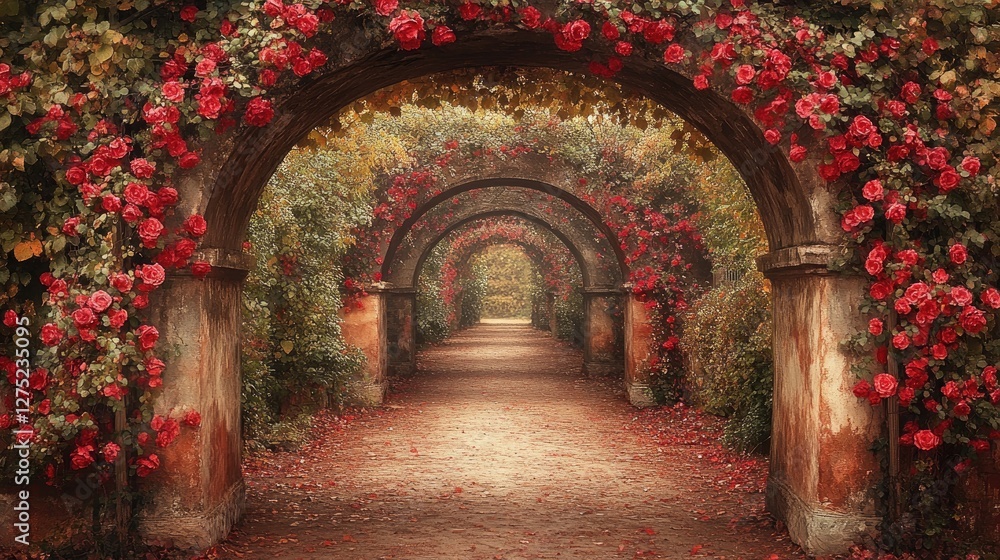 Rose Garden Archway Path Autumnal Ambiance Rose Garden Archway Path Autumnal Ambiance