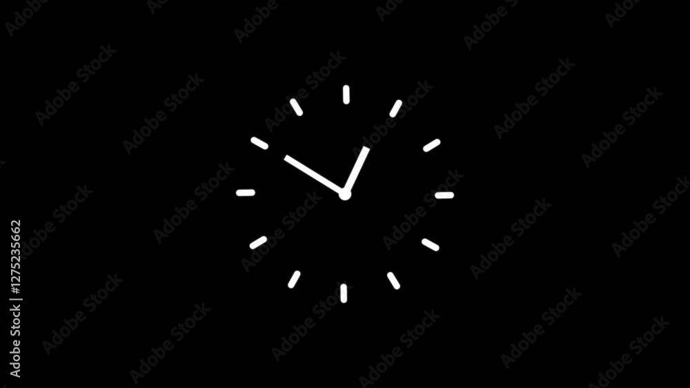 Clock Icon Counting Down 24-Hour Day Fast Speed Animation on black background. Clock Icon Counting Down 24-Hour Day Fast Speed Animation on black background.