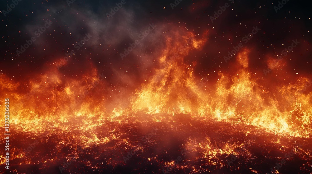 Fiery Inferno Burning Landscape Embers Ash Fiery Inferno Burning Landscape Embers Ash