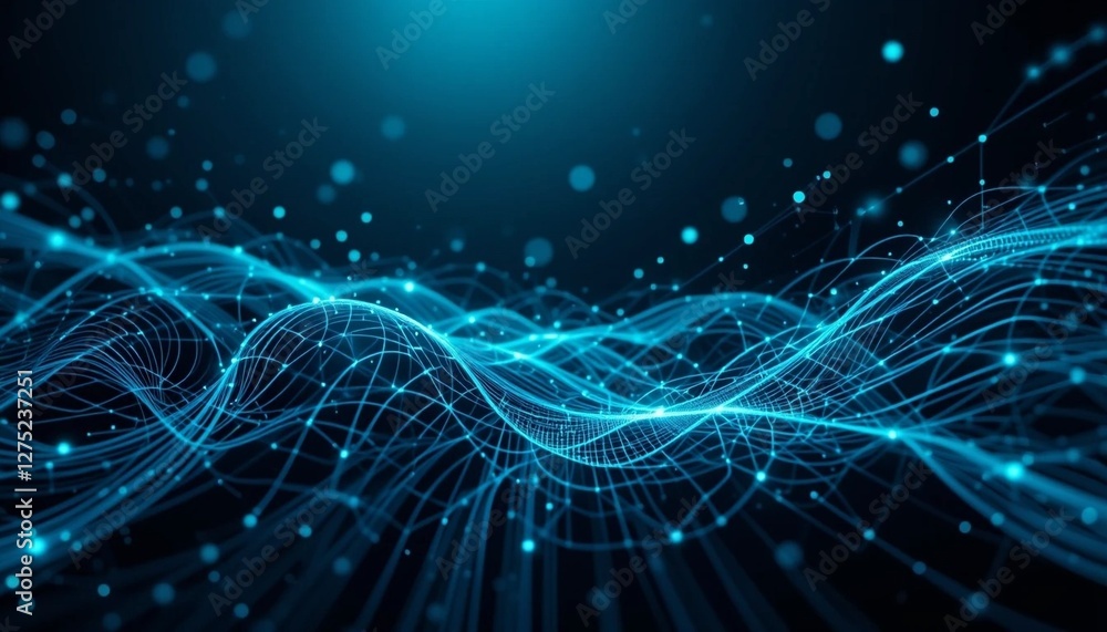 custom made wallpaper toronto digitalFuturistic Digital Technology Background with Glowing Data Streams and AI Network.