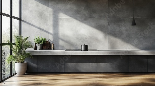 Elegant Bathroom Interior Featuring Modern Sink Surrounded by Lush Green Plant Creating a Tranquil Atmosphere for Relaxation and Personal Care in a Contemporary Home Setting